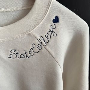 Penn State Sweatshirt, Bella Canvas, State College in antique white and blue!